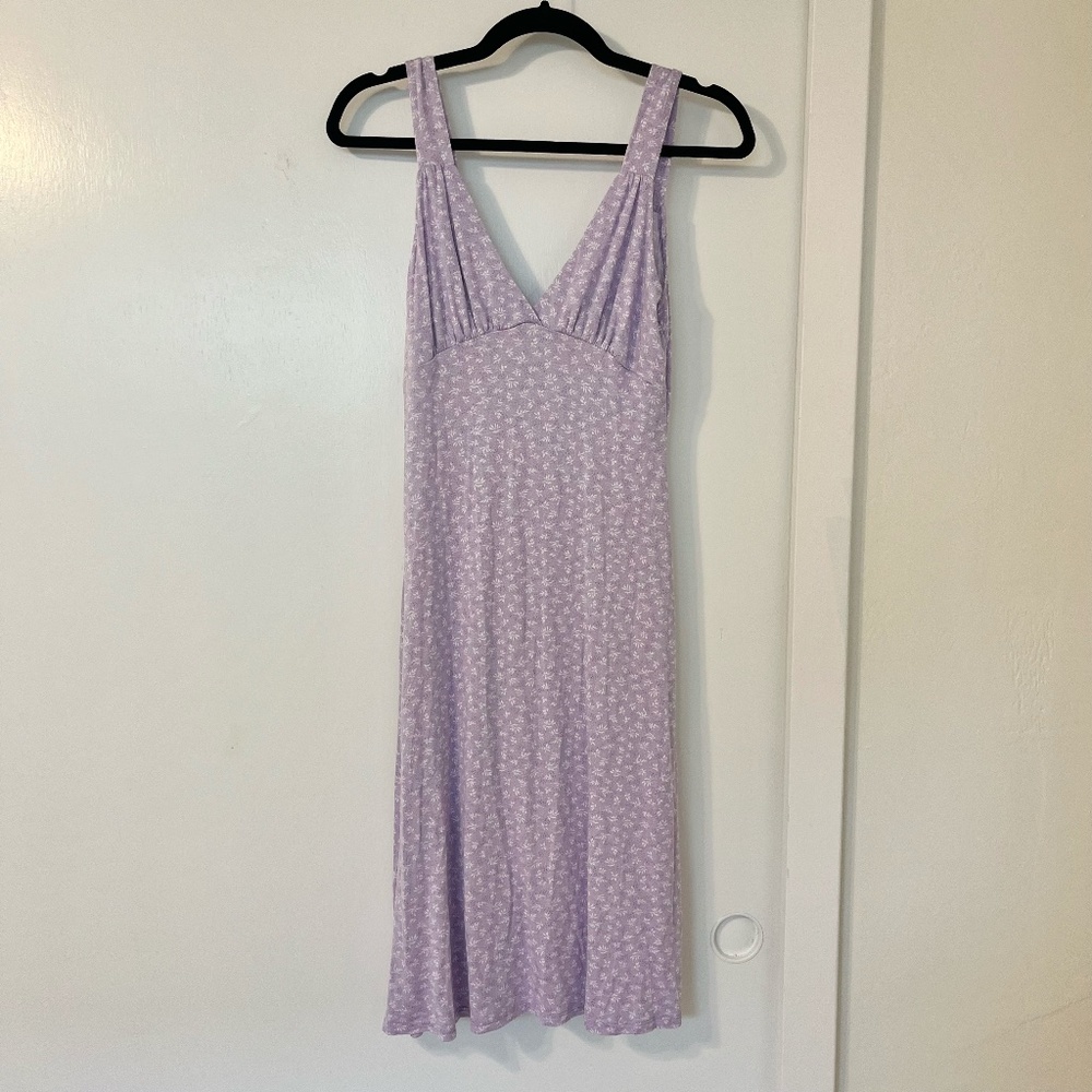 Purple Floral Midi Dress